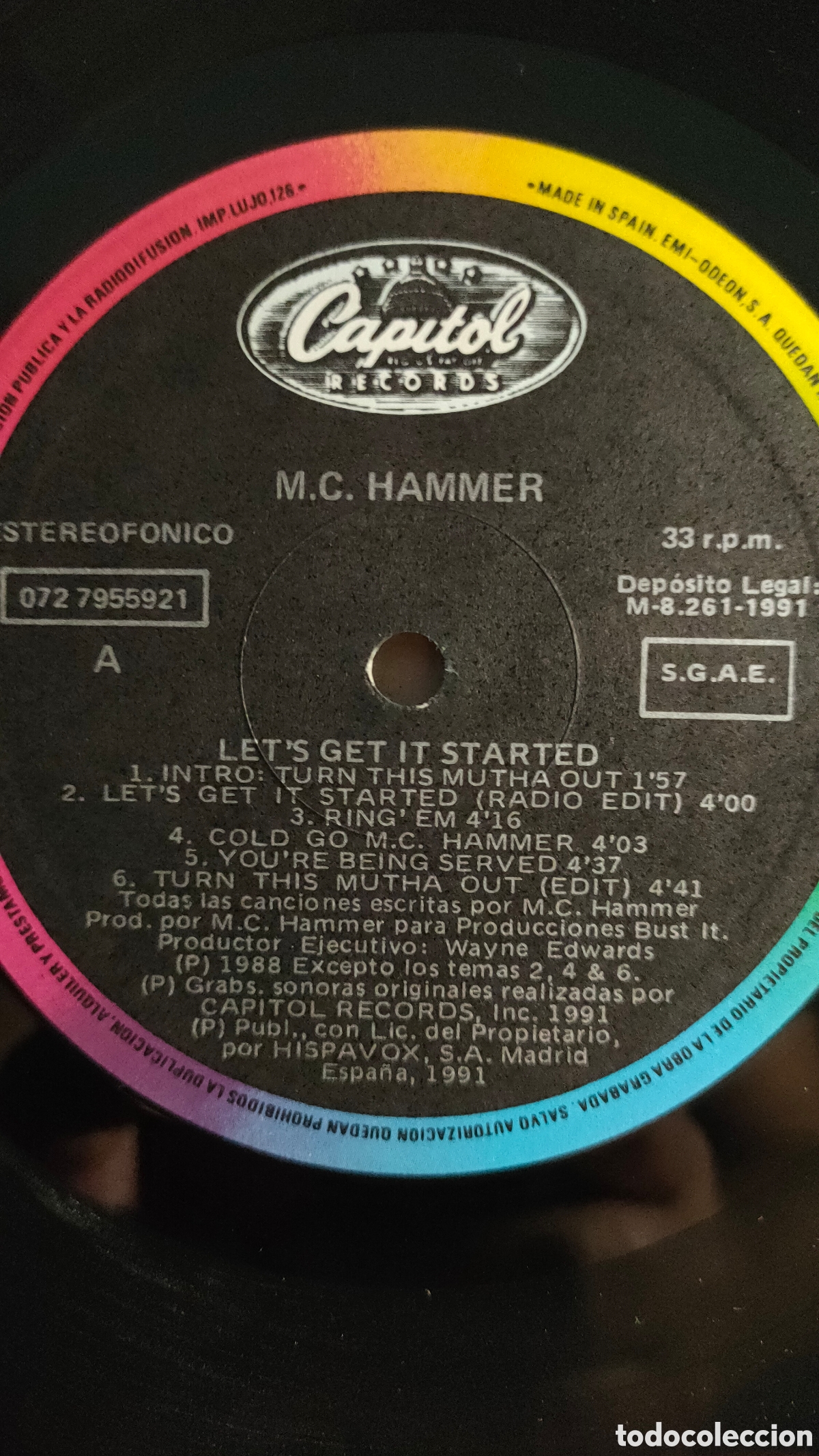 Discos de vinilo: M.C. Hammer &ndash; Lets Get It Started . 1991 original Spain LP disco 12&rdquo; vinilo - Foto 3
