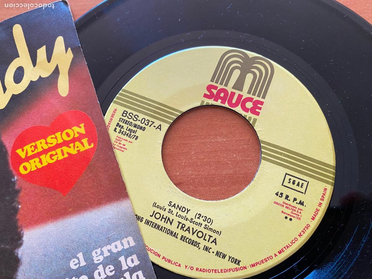 Discos de vinilo: JOHN TRAVOLTA (GREASE - SANDY) SINGLE ESPA&Ntilde;A 1978 (EPI28) - Foto 2