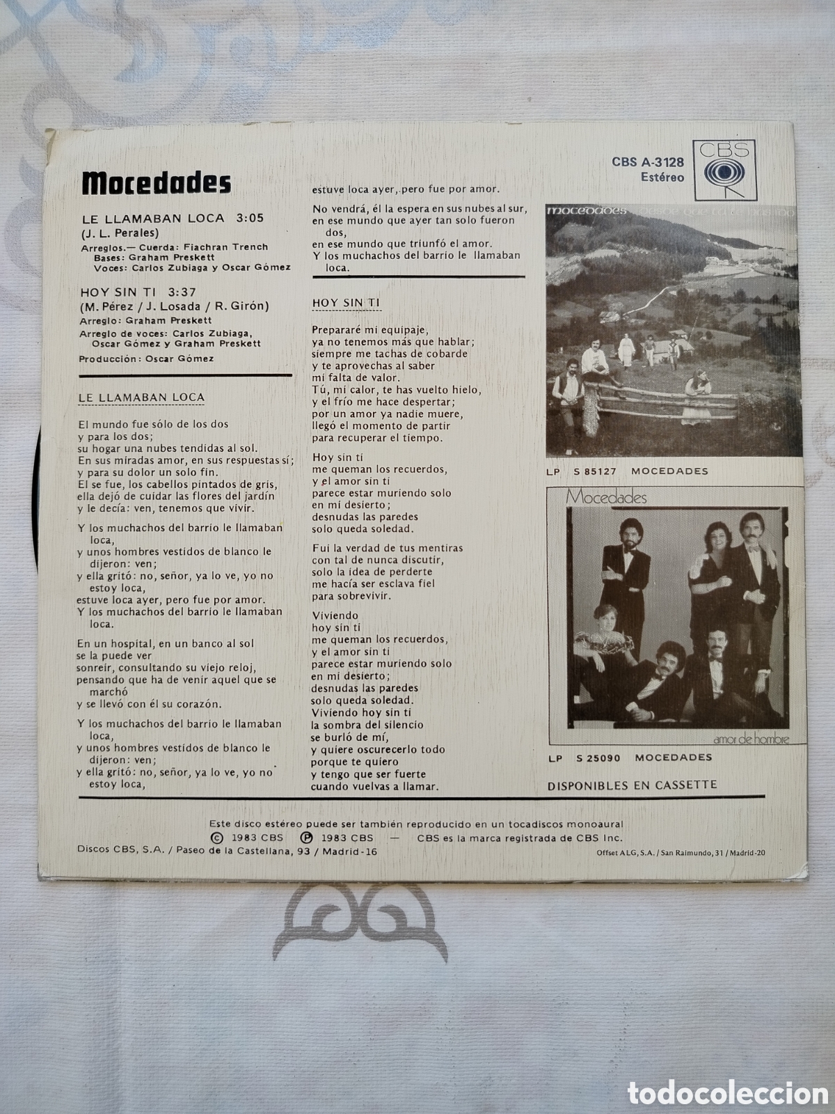 Discos de vinilo: Single Mocedades 1983. - Foto 2