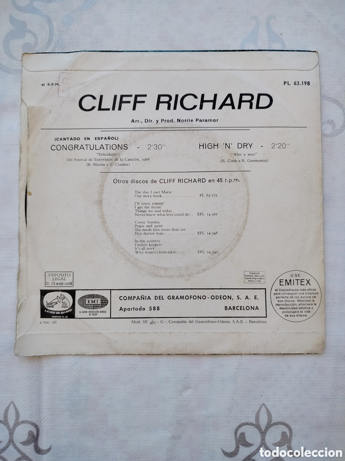 Discos de vinilo: Single Cliff Richards 1968 - Foto 2