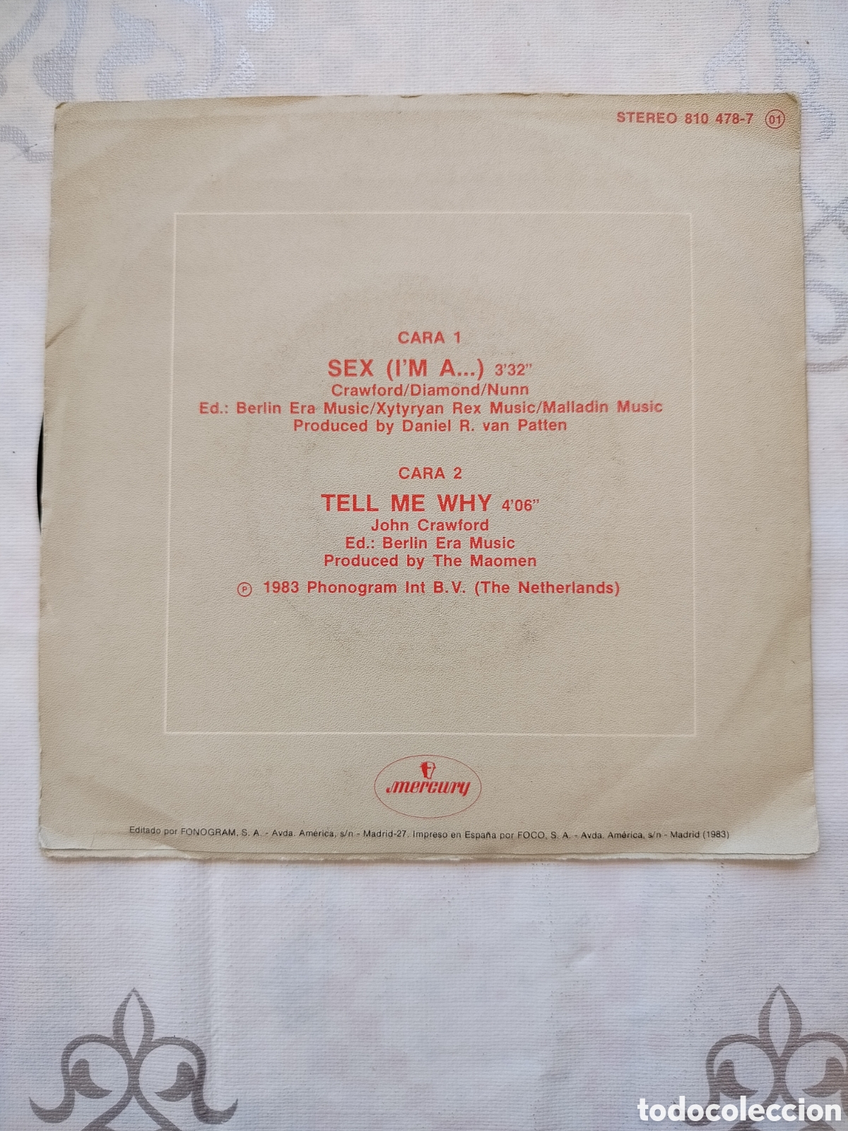 Discos de vinilo: Single Berl&iacute;n Sex(Im a...) - Foto 2