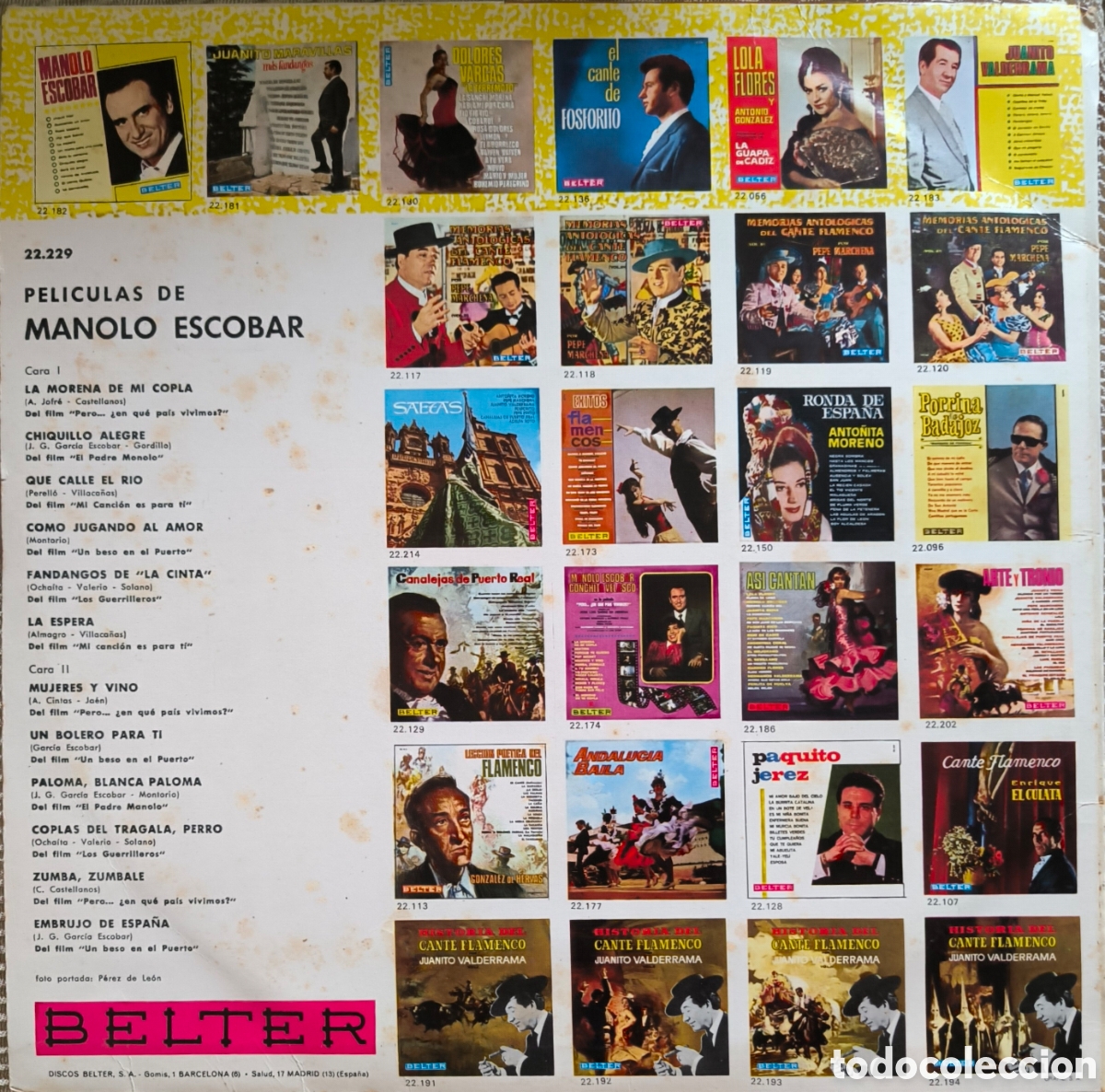 Discos de vinilo: PELICULAS DE MANOLO ESCOBAR. LP - Foto 2