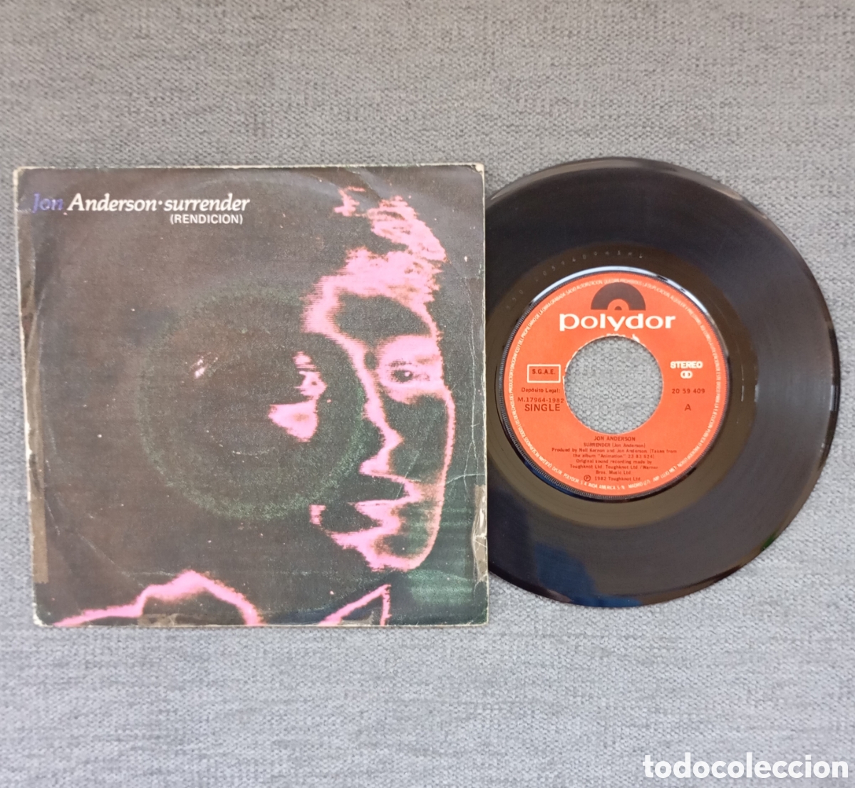 Discos de vinilo: Jon Anderson. Surrender/ Spider. Single 7&rdquo;, a&ntilde;o 1982. - Foto 1