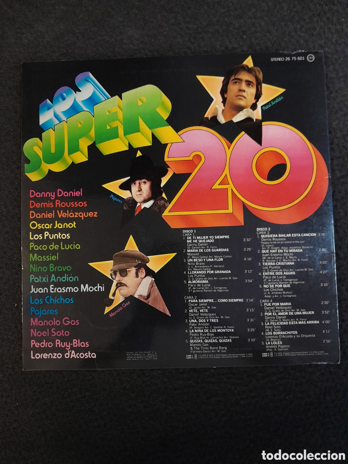 Discos de vinilo: LP-126. LP DISCO DE VINILO. LOS SUPER 20. 2 DISCOS. POLYSTAR. - Foto 2