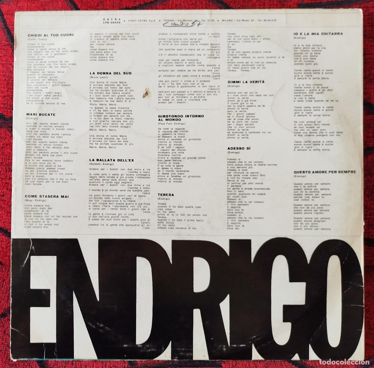 Discos de vinilo: SERGIO ENDRIGO ** Endrigo ** VINILO LP ORIGINAL ITALIA - Foto 2