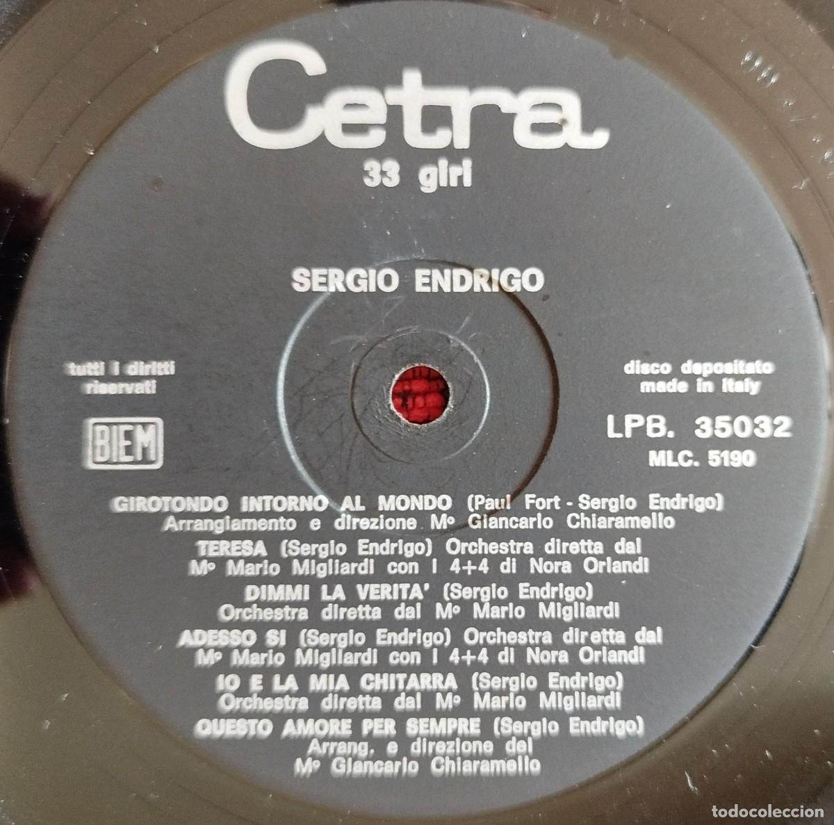 Discos de vinilo: SERGIO ENDRIGO ** Endrigo ** VINILO LP ORIGINAL ITALIA - Foto 4