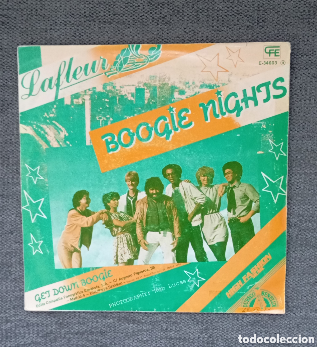 Discos de vinilo: Lafleur. Boogie Nights/ Get Down Boogie. Single 7&rdquo;, a&ntilde;o 1983. - Foto 2