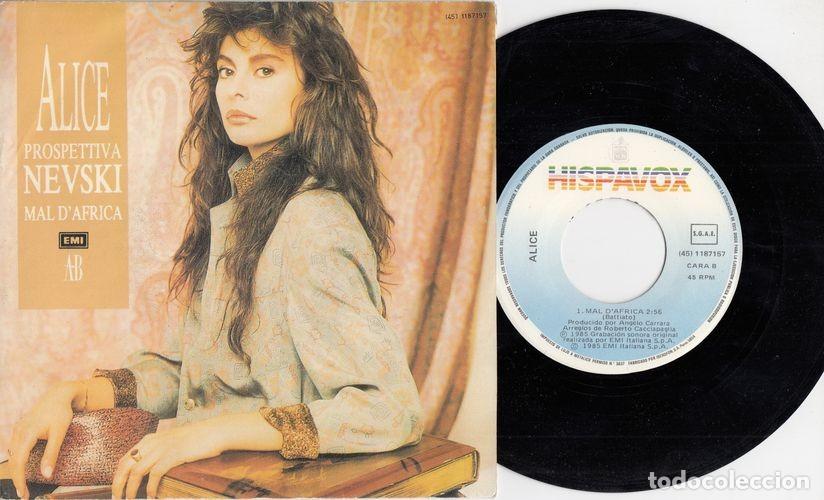 Discos de vinilo: ALICE CANTA A FRANCO BATTIATO - PROSPETTIVA NEVSKI / MAL D'AFRICA - SINGLE EDICION ESPA&Ntilde;OLA - C-62