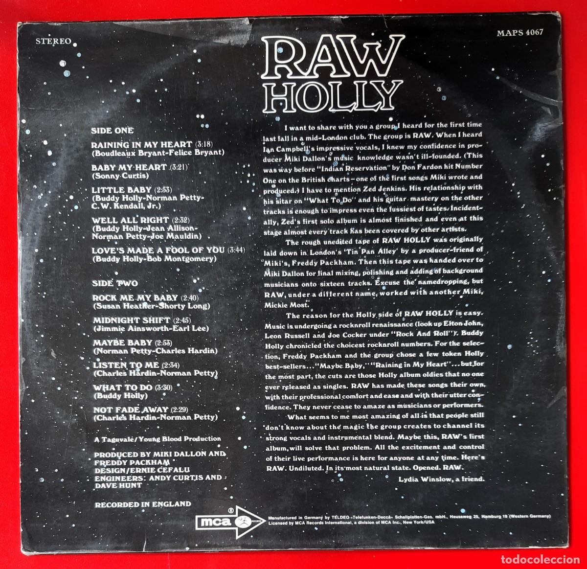 Discos de vinilo: RAW - RAW HOLLY LP (MCA Records, 1971) - Foto 2
