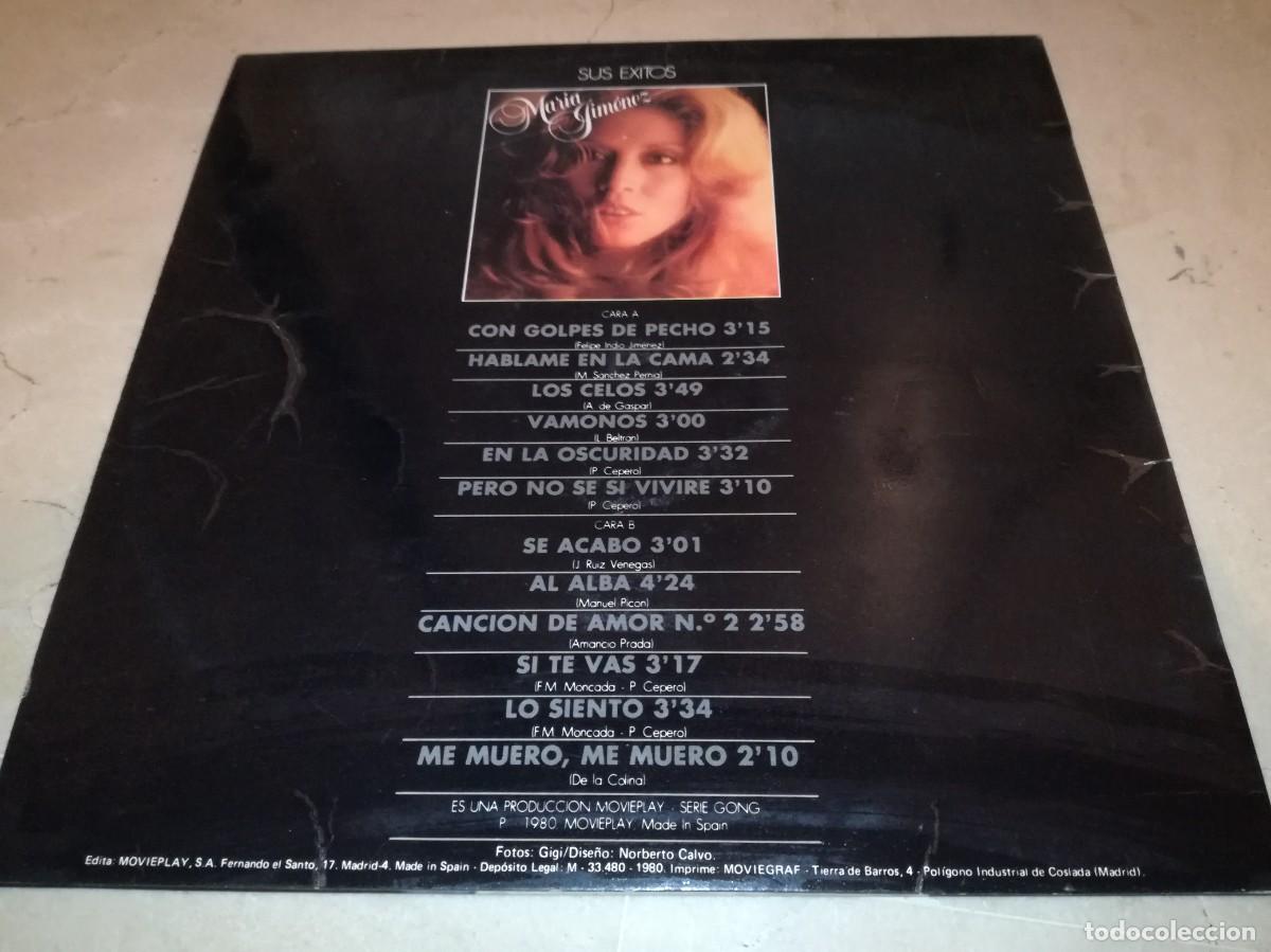 Discos de vinilo: MARIA JIMENEZ-SUS EXITOS-ORIGINAL 1980 - Foto 2