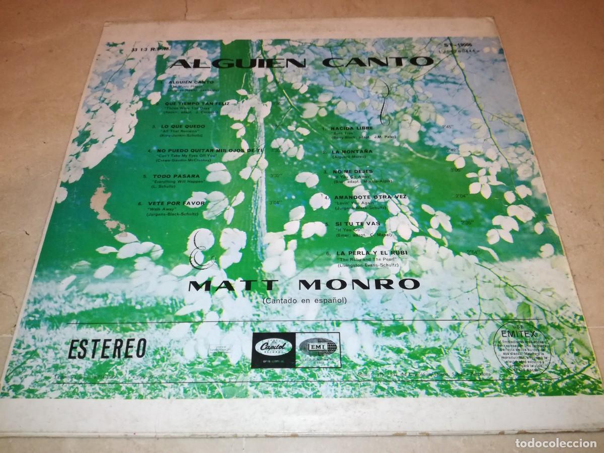 Discos de vinilo: MATT MONRO-ALGUIEN CANT&Oacute; - Foto 2