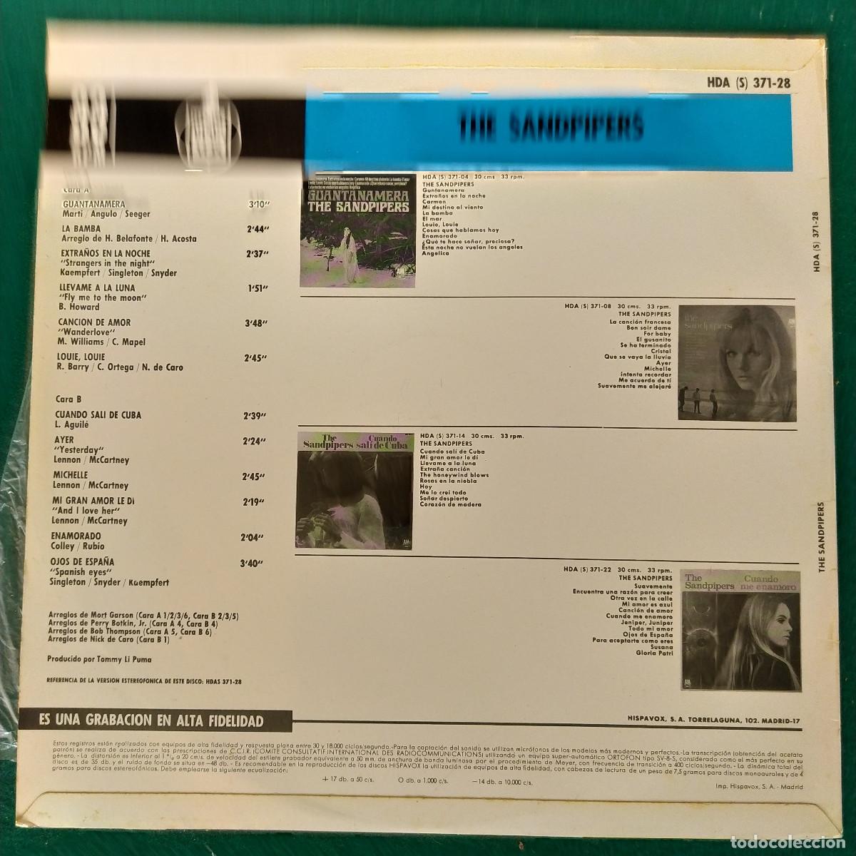Discos de vinilo: The Sandpipers &ndash; &rdquo;Todo En Espa&ntilde;ol&rdquo; - Foto 2