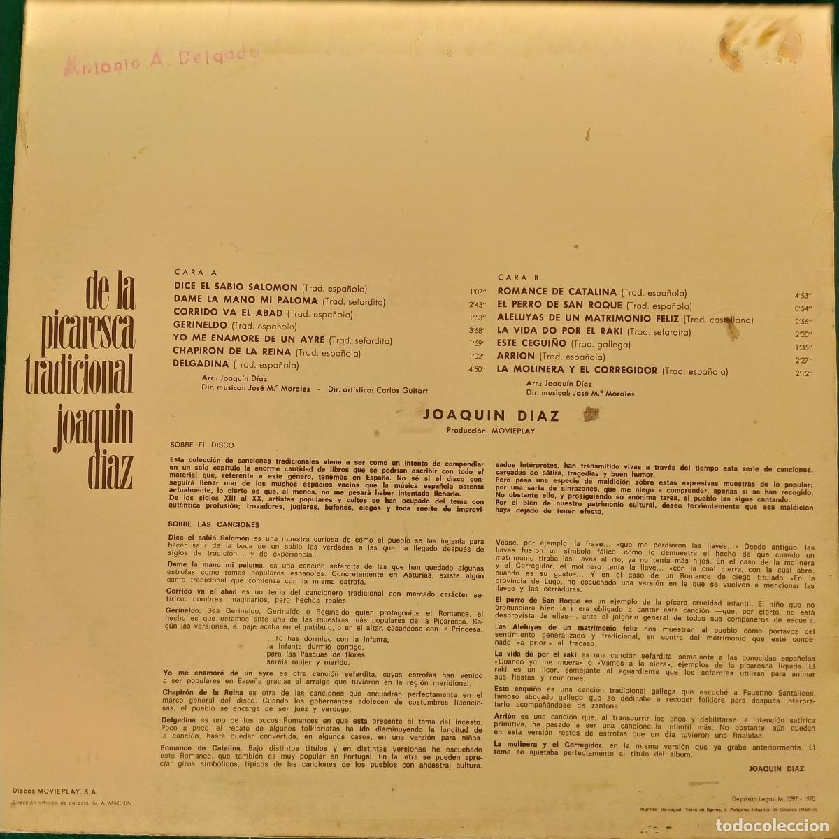 Discos de vinilo: Joaqu&iacute;n D&iacute;az &ndash; De La Picaresca Tradicional - Foto 2
