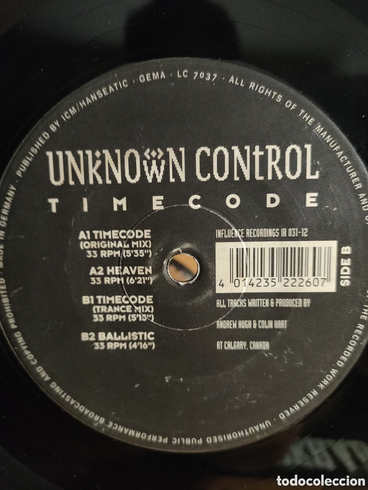 Discos de vinilo: Unknown Control &ndash; Timecode . 1994 original Germany disco 12&rdquo; vinilo - Foto 1