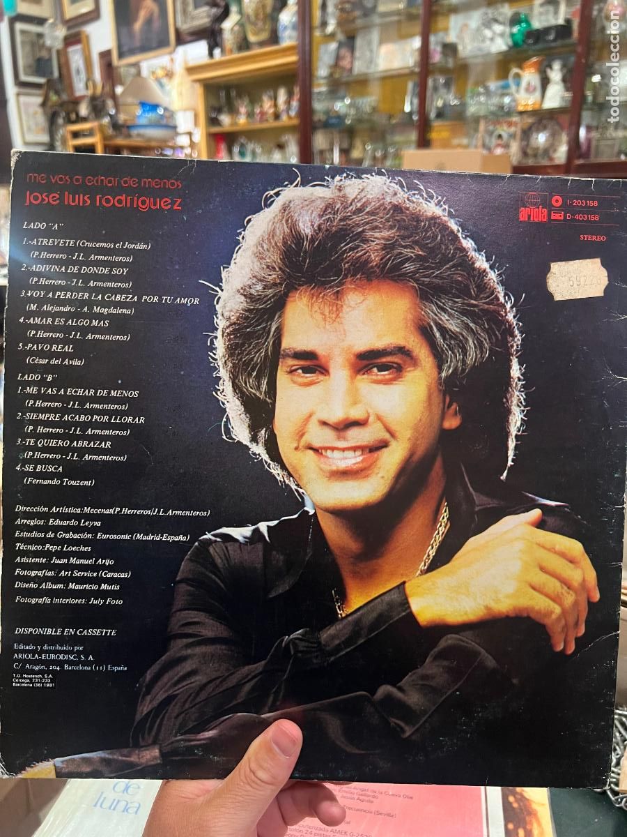 Discos de vinilo: LP JOSE LUIS RODRIGUEZ - ME VAS A ECHAR DE MENOS - Foto 2