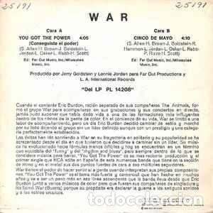 Discos de vinilo: War &lrm;&ndash; You Got The Power = Conseguiste El Poder - Foto 2