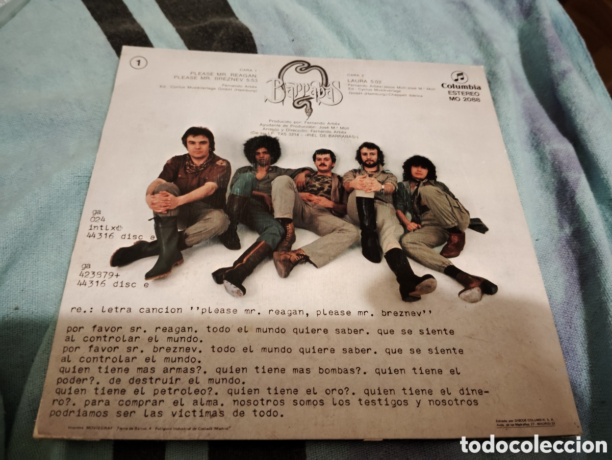Discos de vinilo: BARRABAS - PLEASE MR. REAGAN , PLEASE MR. BREZNEV ( 1981 ) - Foto 2