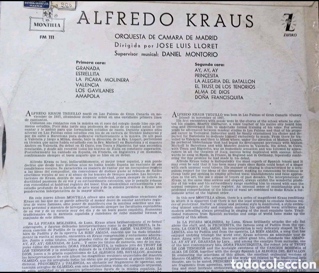 Discos de vinilo: Alfredo Kraus of Spain - Foto 2