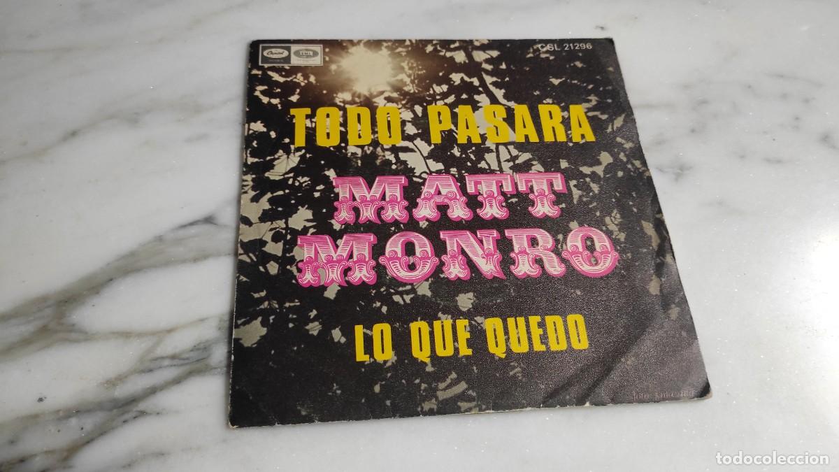 Discos de vinilo: SINGLE MATT MONRO - TODO PASAR&Aacute; - Foto 1