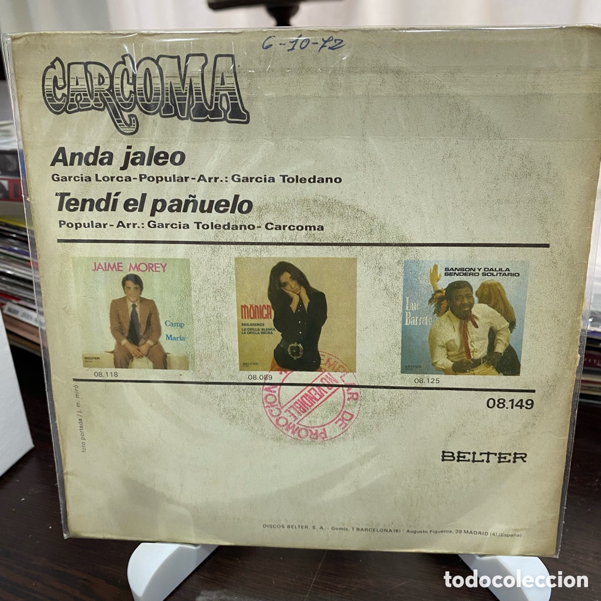 Discos de vinilo: Carcoma - Anda Jaleo / Tend&iacute; El Pa&ntilde;uelo (7&rdquo;) - Foto 2