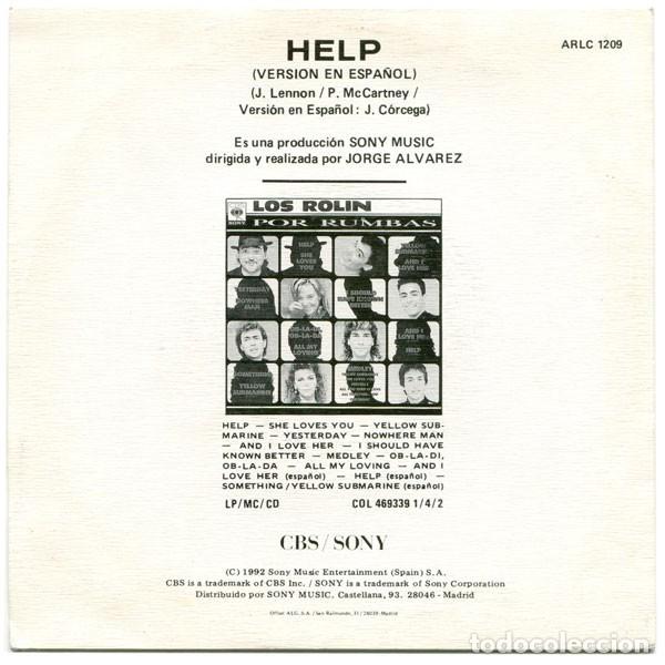 Discos de vinilo: Los Rolin &ndash; Help (Version En Espa&ntilde;ol)- Promo - Foto 2