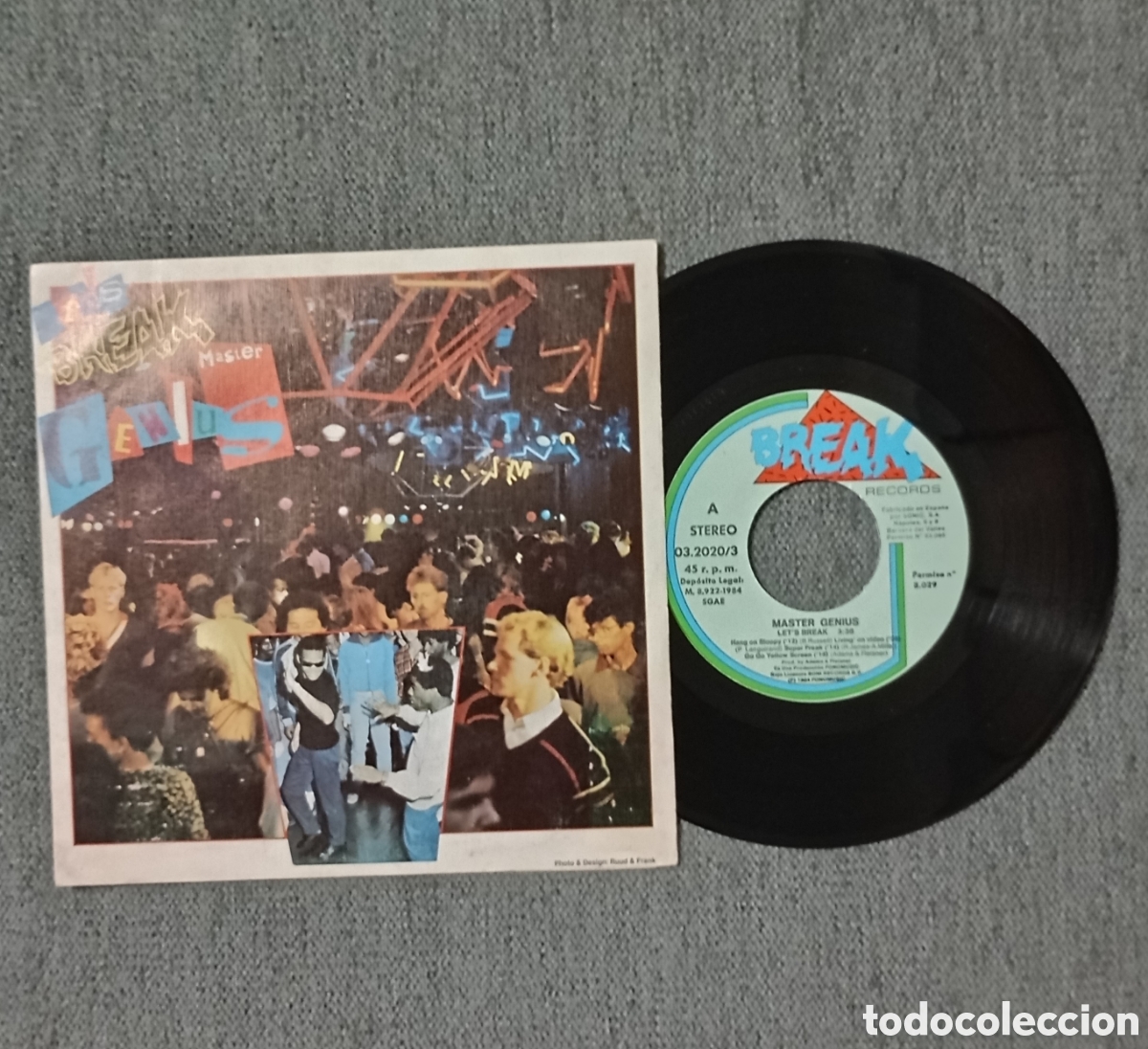 Vinyl-Schallplatten: Master Genius. Let's Break/ Let's Break ( Special Hot Dog Edit). Single 7&rdquo;, a&ntilde;o 1984.