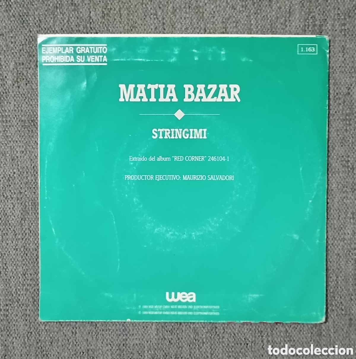 Discos de vinilo: Matia Bazar. Stringimi/ Stringimi. Single 7&rdquo;PROMO, a&ntilde;o 1989. - Foto 2