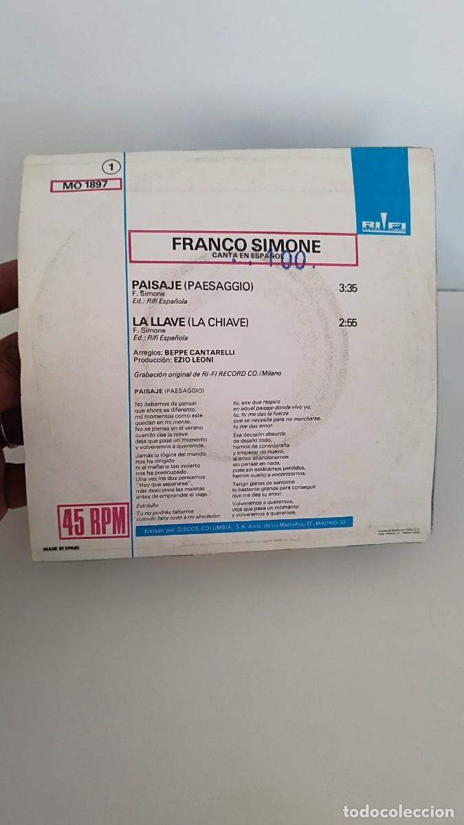 Discos de vinilo: Franco Simone &ndash; Paisaje / La Llave.Single 7&rdquo; - Foto 3