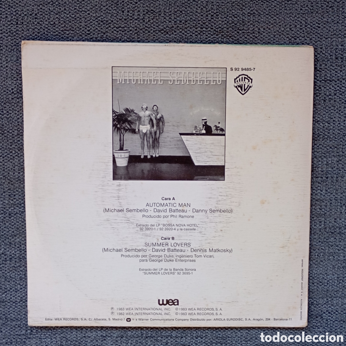Discos de vinilo: Michael Sembello. Automatic Man/ Summers Lovers. Single 7&rdquo;, a&ntilde;o 1983. - Foto 2