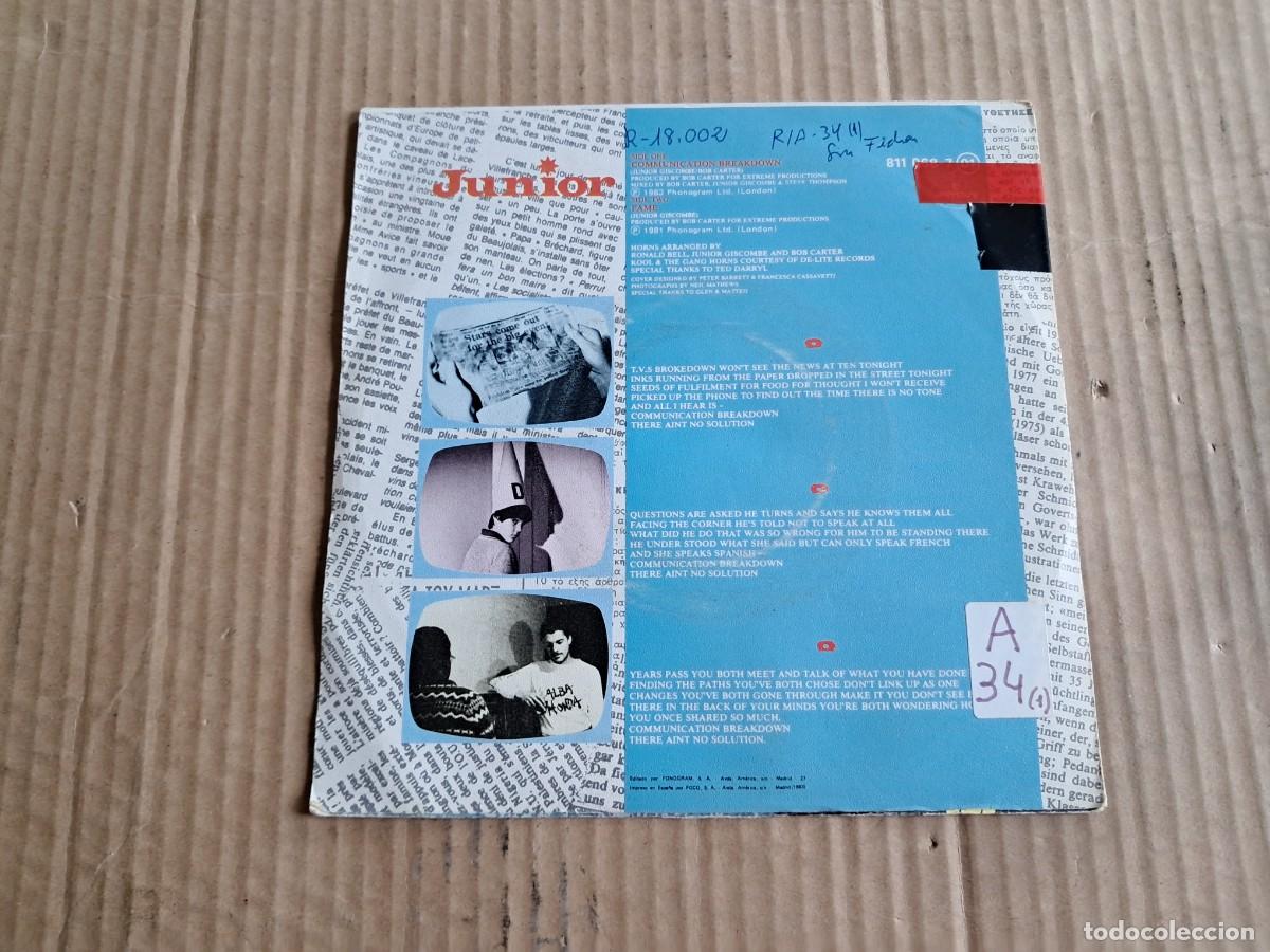 Discos de vinilo: JUNIOR - COMMUNICATION BREAKDOWN SINGLE 1983 EDICION ESPA&Ntilde;OLA - Foto 3