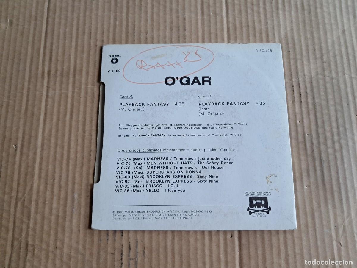 Discos de vinilo: O&acute;GAR - PLAYBACK FANTASY SINGLE 1983 EDICION ESPA&Ntilde;OLA - Foto 3