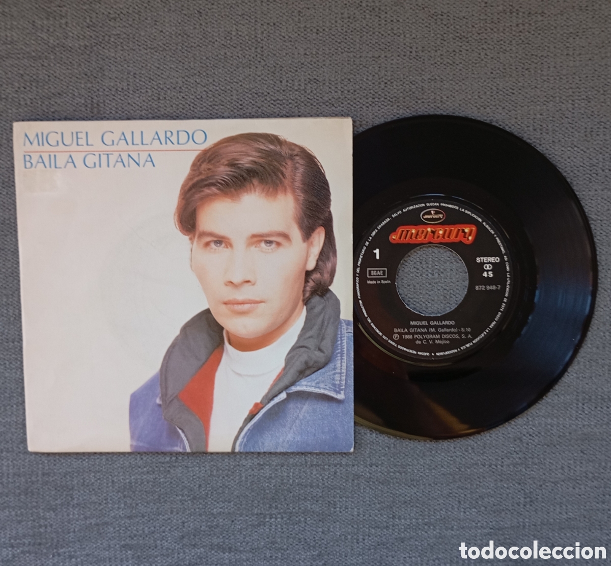 Discos de vinilo: Miguel Gallardo. Baila Gitana/ Mu&ntilde;eca. Single 7&rdquo;, a&ntilde;o 1988. - Foto 1
