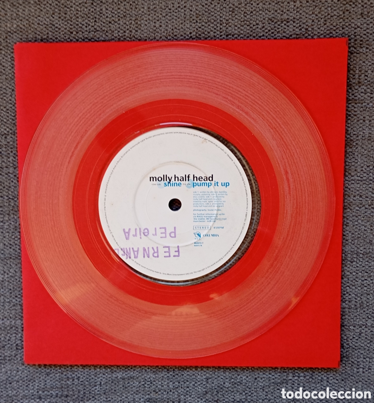 Discos de vinilo: Molly Half Head. Shine/ Pump It Up. Single 7&rdquo;, a&ntilde;o 1995. - Foto 2
