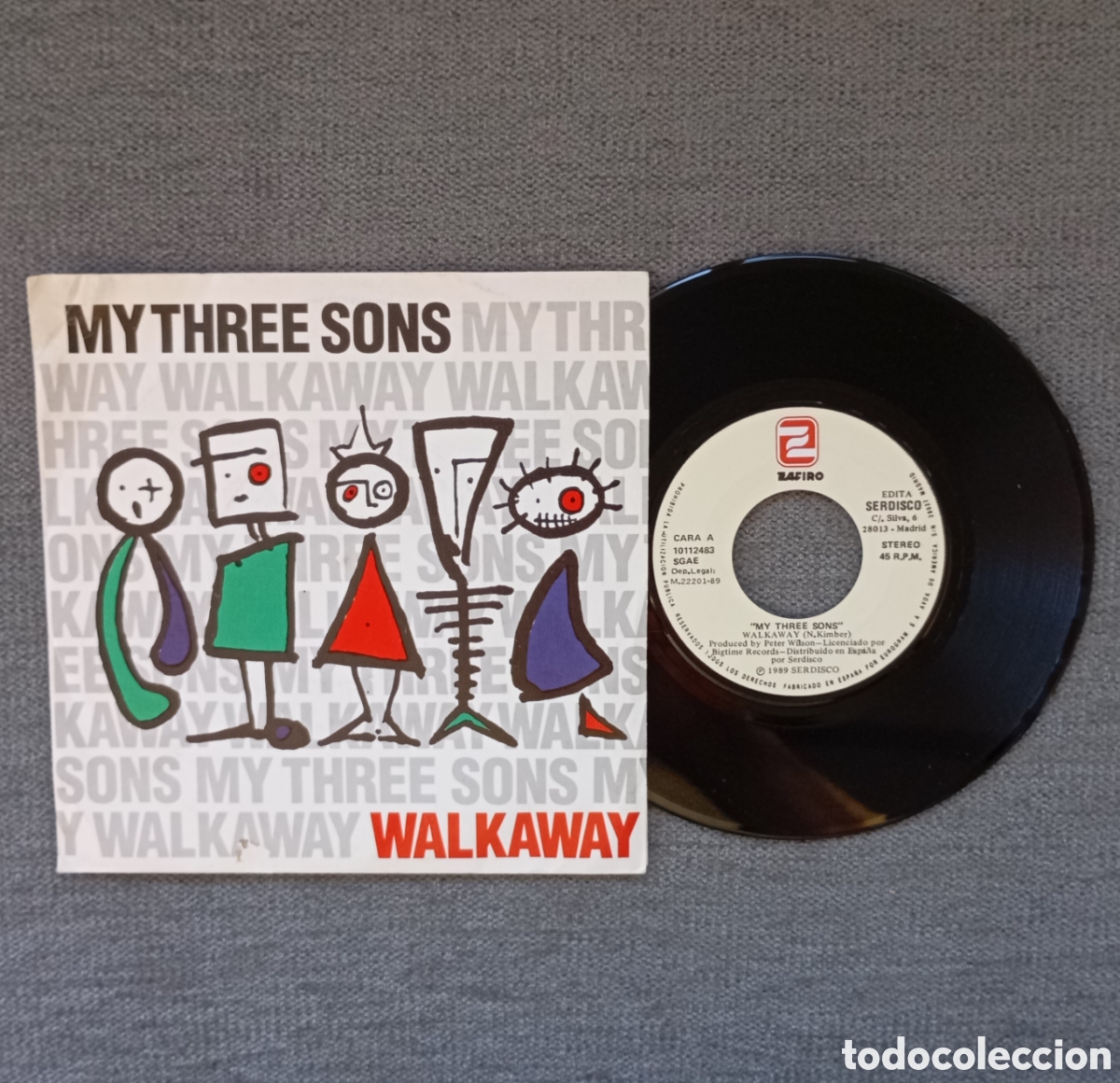 Vinyl-Schallplatten: My Three Sons. Walkaway/ Milky Way. Single 7&rdquo;, a&ntilde;o 1989.