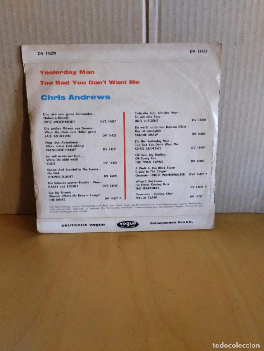 Discos de vinilo: CHRIS ANDREWS ---- YESTERDAY MAN - Foto 2