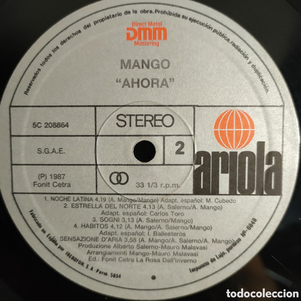 Discos de vinilo: Mango &ndash; Ahora. 1987 original Spain LP disco vinilo 12&rdquo; - Foto 4