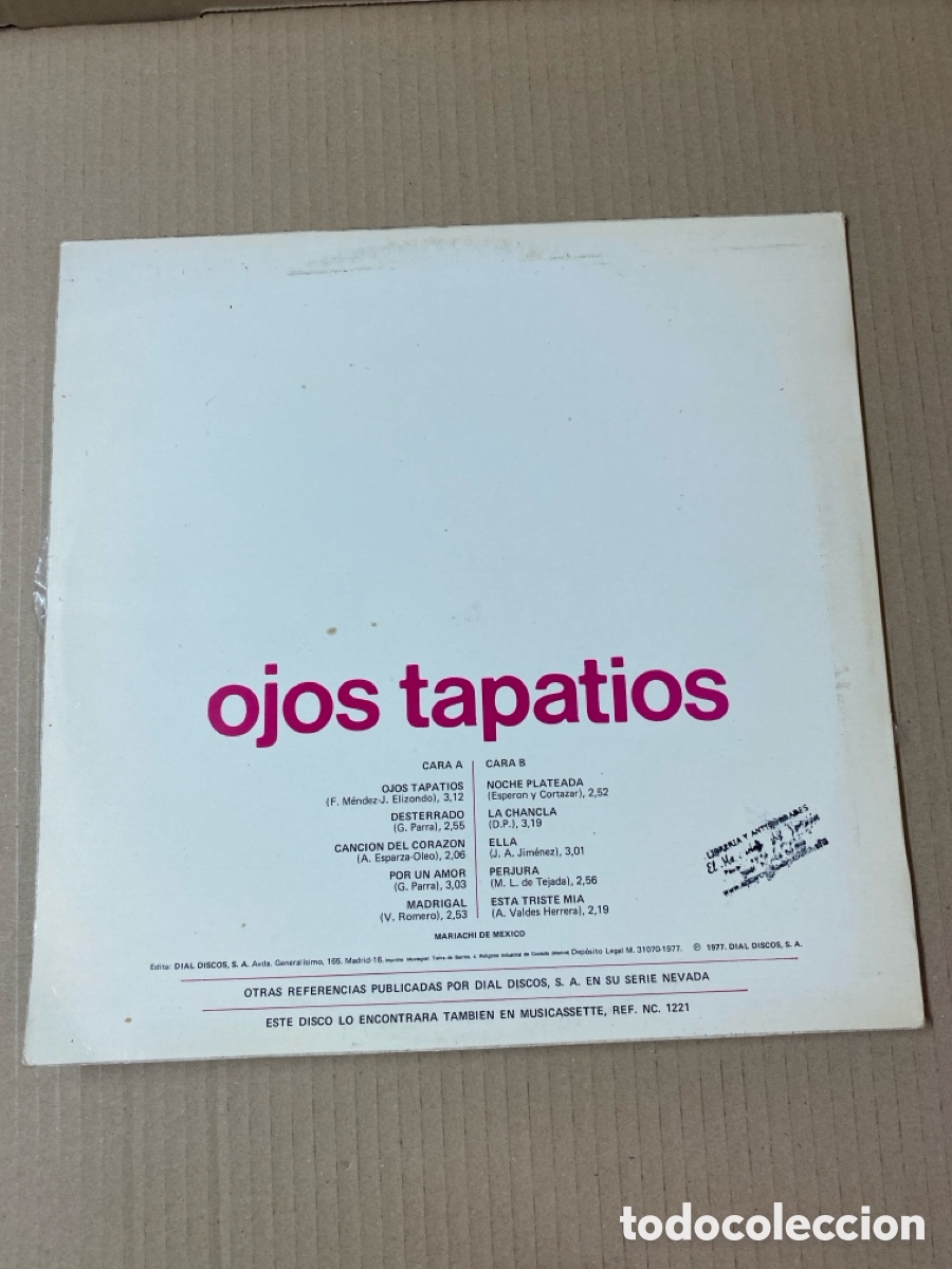 Discos de vinilo: LP OJOS TAPATIOS. MAR&Iacute;ACHI DE MEXICO. - Foto 2