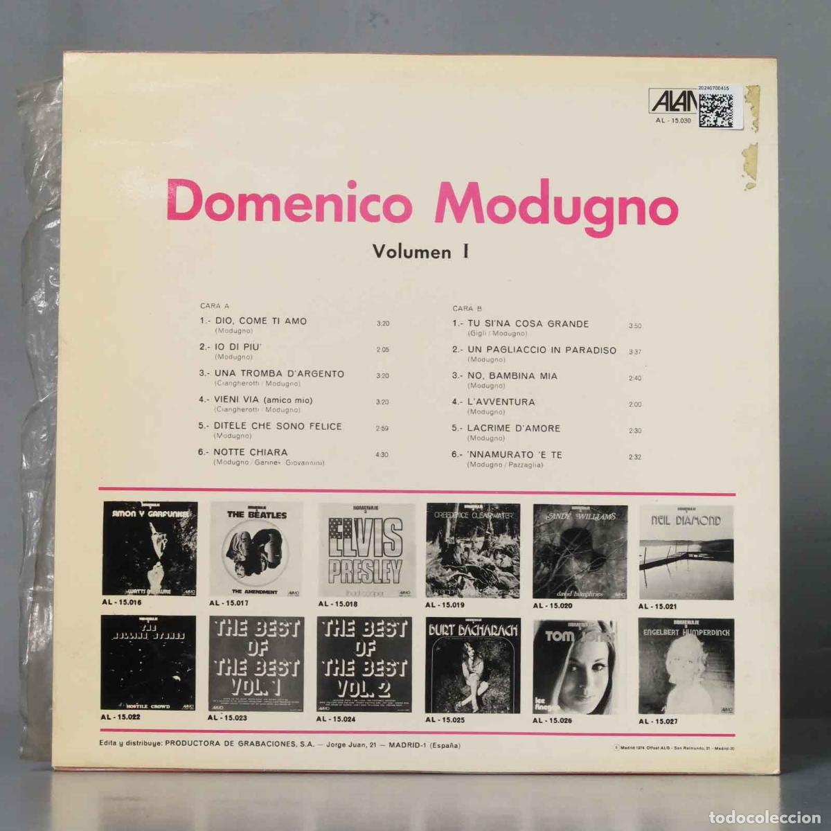 Discos de vinilo: 2 LP. DOMENICO MODUGNO. VOL. 1 Y 2 - Foto 2