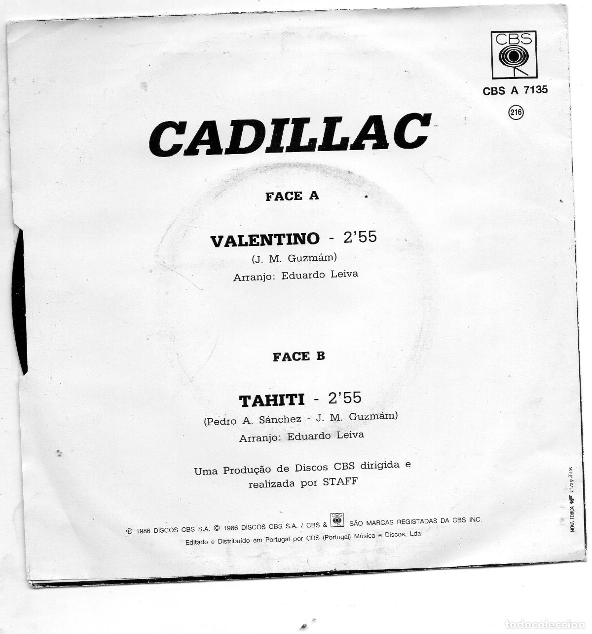 Discos de vinilo: CADILLAC - VALENTINO - SINGLE - Foto 2