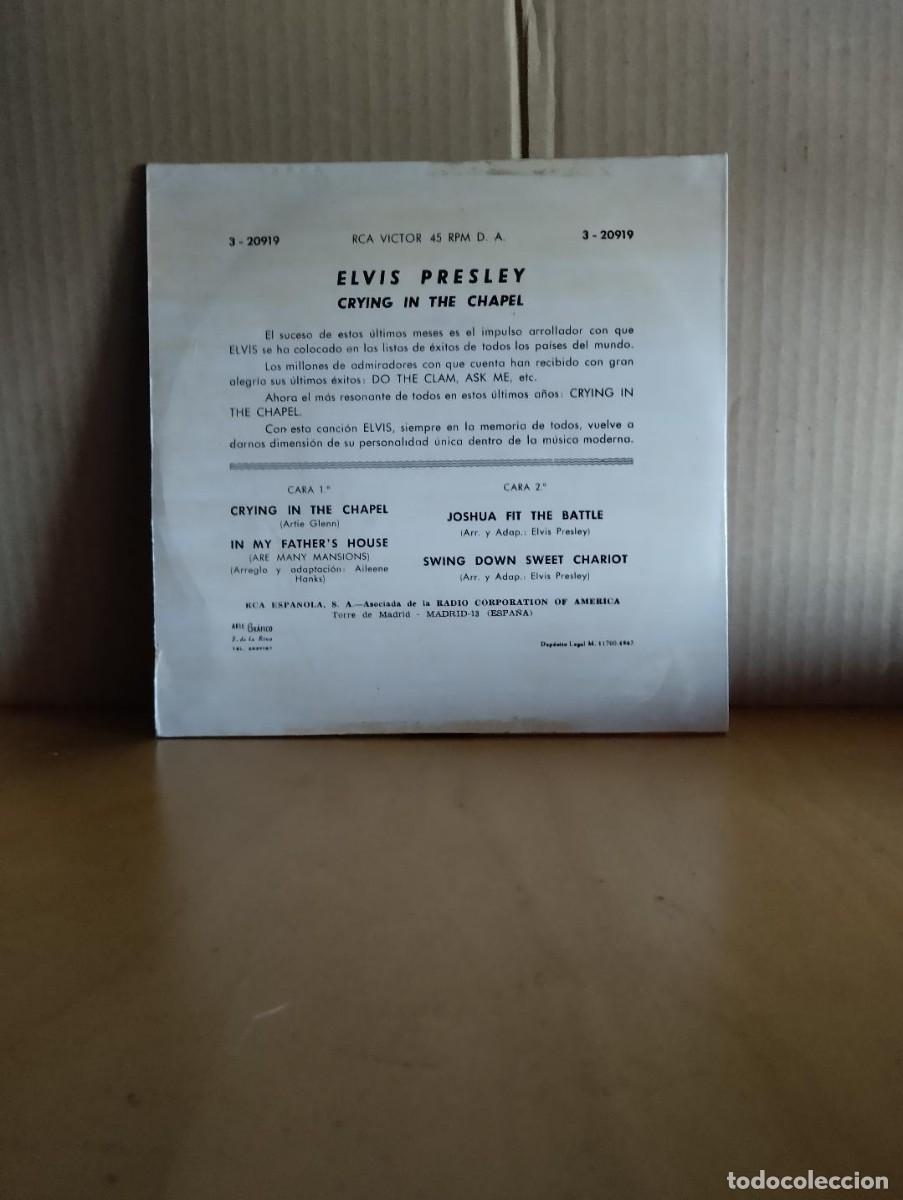 Discos de vinilo: ELVIS PRESLEY ---- CRYING IN THE CHAPEL +3 - Foto 2