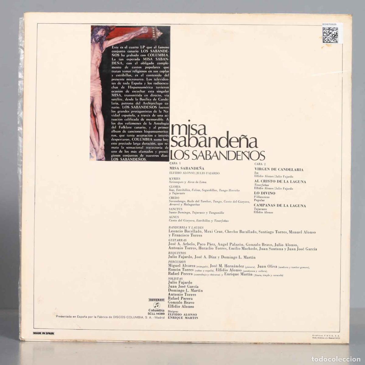 Discos de vinilo: LP. Los Sabande&ntilde;os &ndash; Misa Sabande&ntilde;a - Foto 2