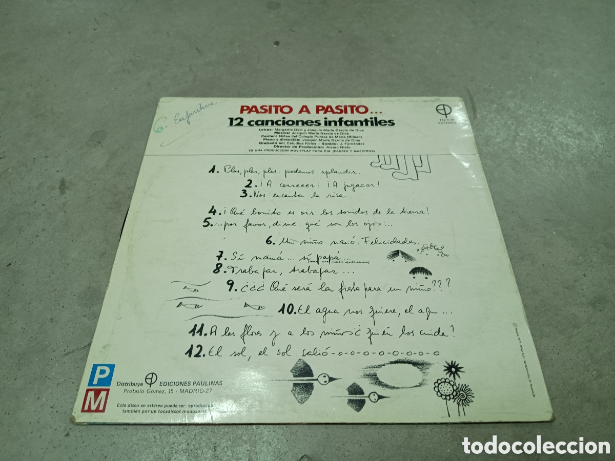 Discos de vinilo: PASITO A PASITO - 12 CANCIONES INFANTILES - Foto 2