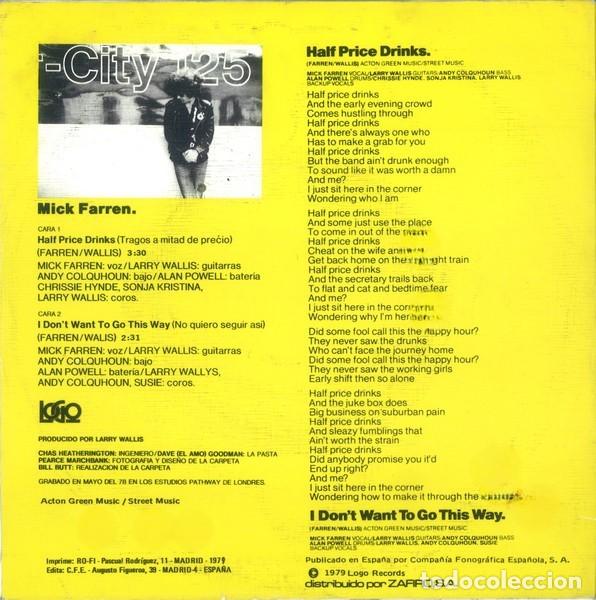 Discos de vinilo: Mick Farren &ndash; Half Price Drinks - PROMO - Foto 2