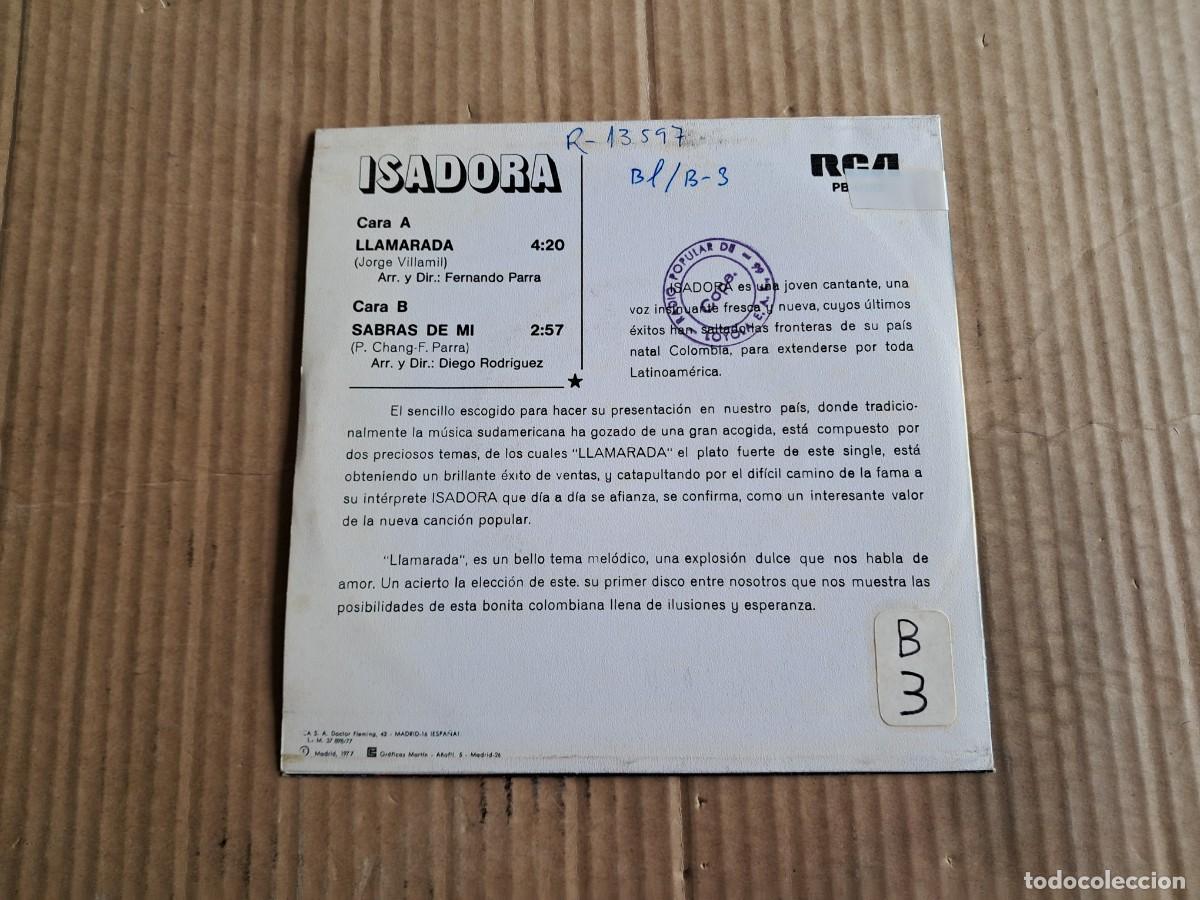 Discos de vinilo: ISADORA - LLAMARADA SINGLE 1977 EDICION ESPA&Ntilde;OLA - Foto 3
