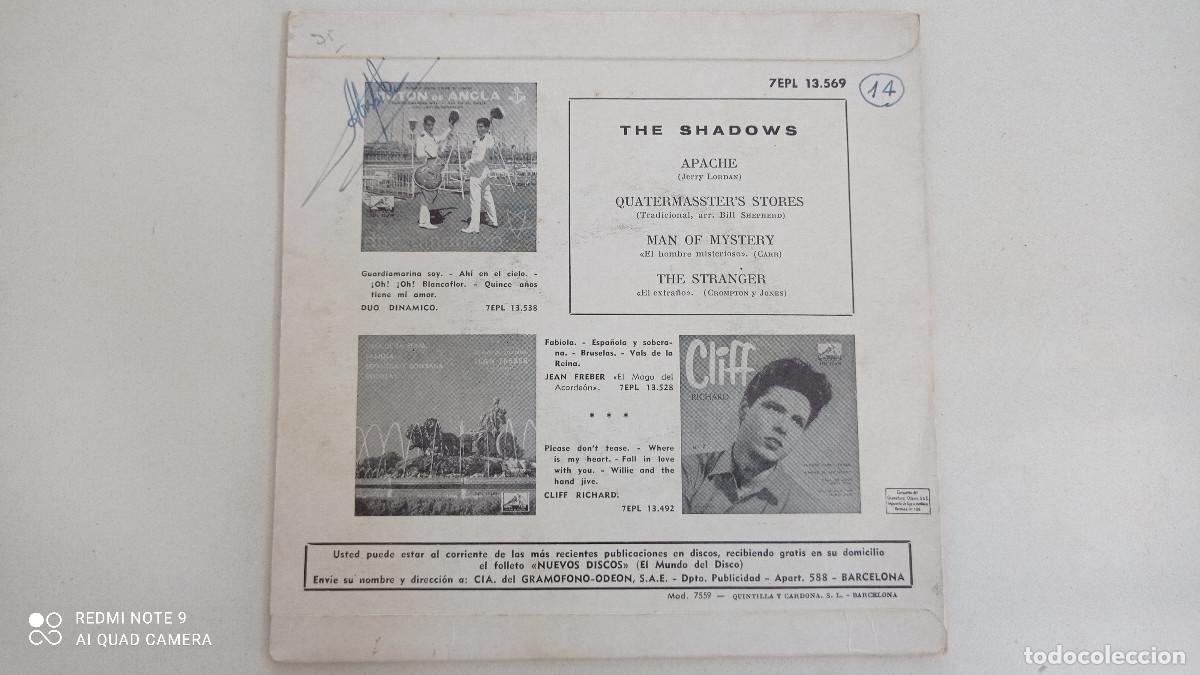 Discos de vinilo: THE SHADOWS -Apache +3 - EP LA VOZ DE SU AMO ESPA&Ntilde;A 1961 - Foto 2