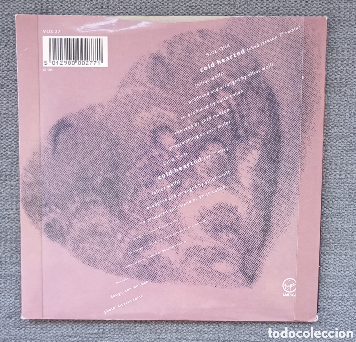 Discos de vinilo: Paula Abdul. Cold Hearted/ Cold Hearted. Single 7&rdquo;, a&ntilde;o 1988. - Foto 2