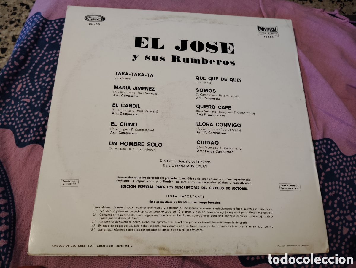 Discos de vinilo: EL JOSE Y SUS RUMBEROS ( 1972 ) - Foto 2