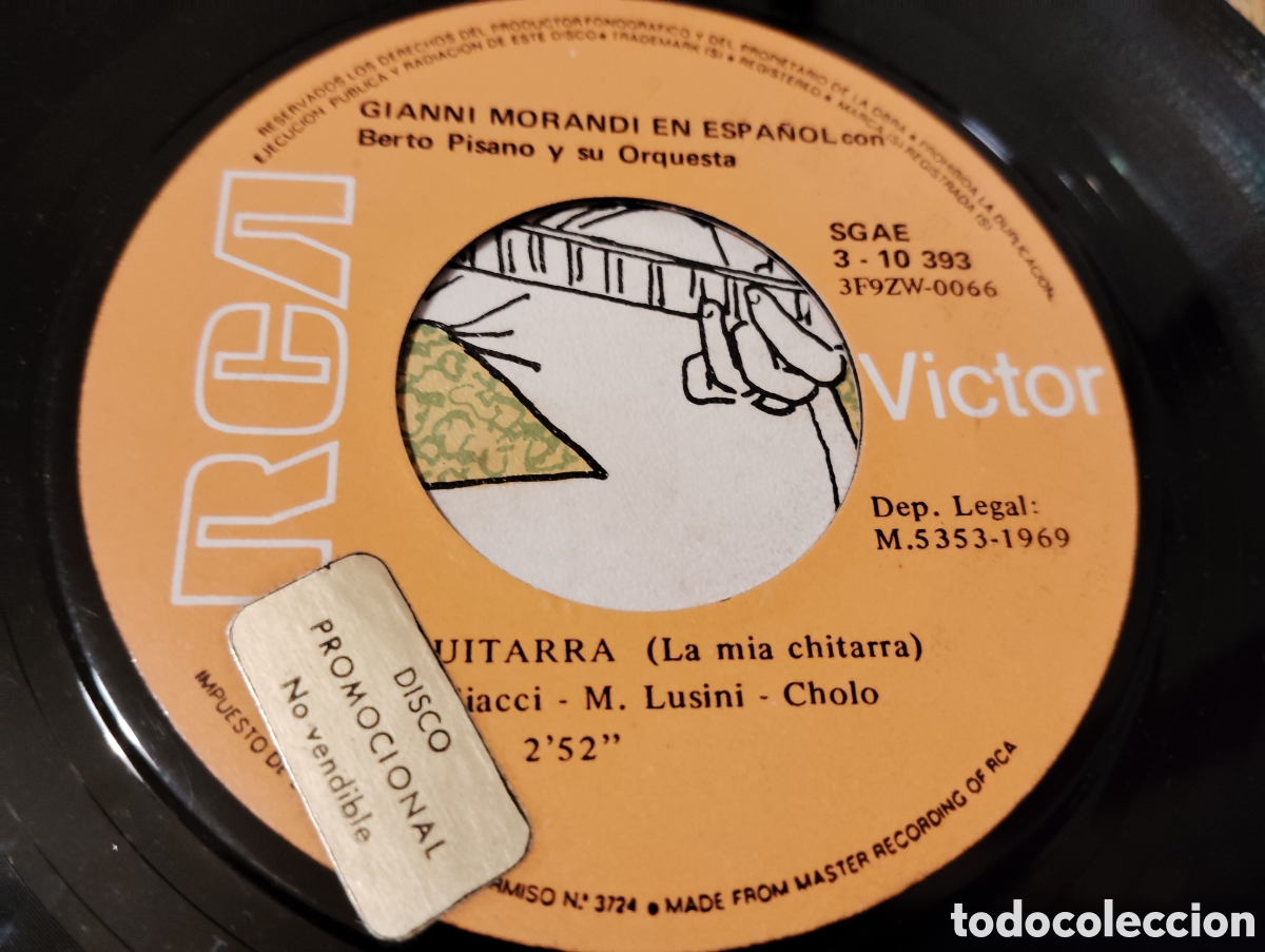 Discos de vinilo: GIANNI MORANDI - LEONOR / MI GUITARRA ( 1969 ) - Foto 3