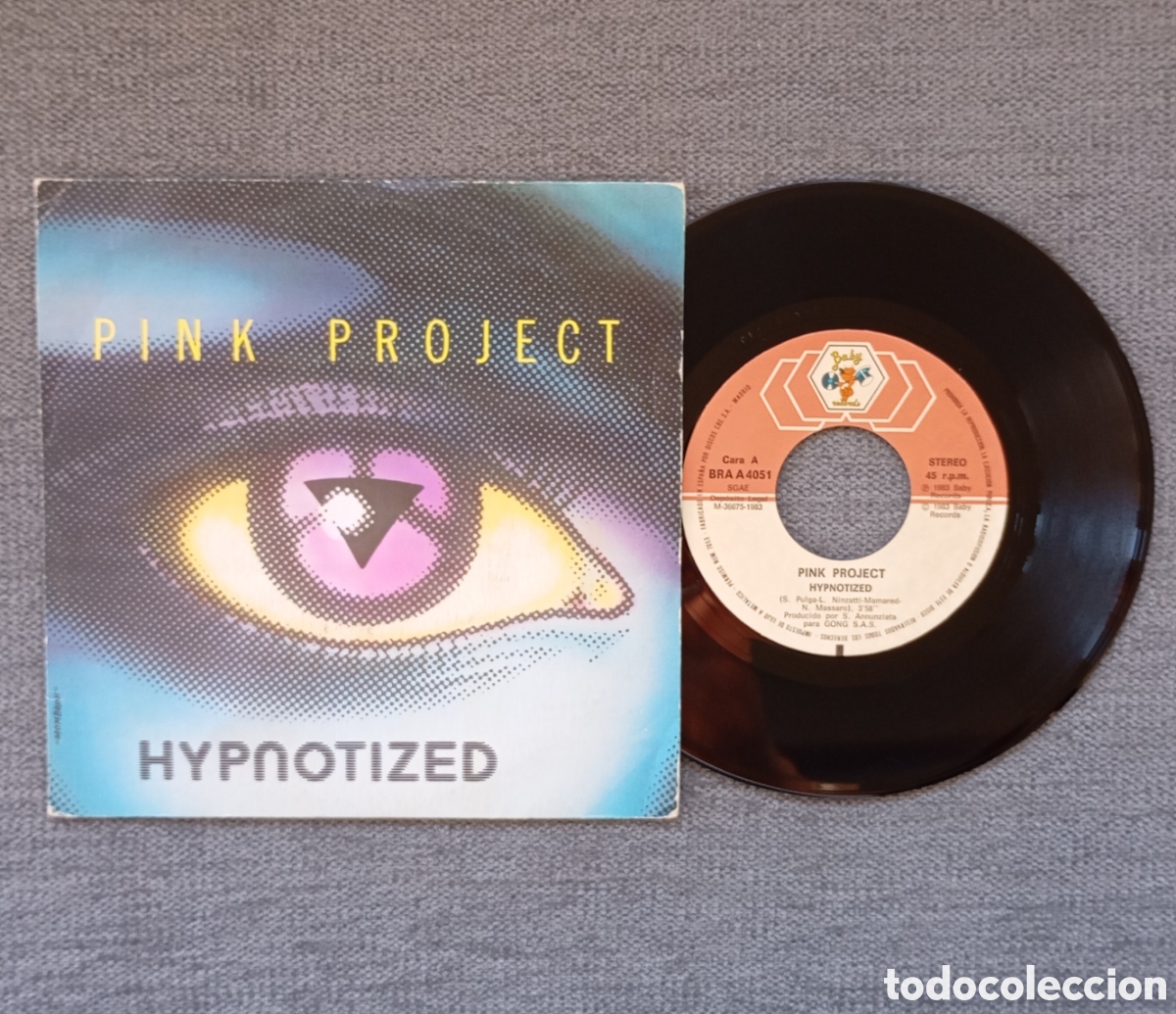 Discos de vinilo: Pink Project. Hypnotized/ Hypnotized instrumental. Single 7&rdquo;, a&ntilde;o 1983. - Foto 1