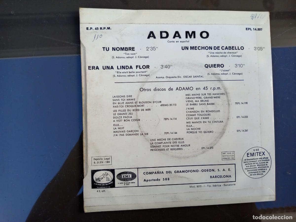 Discos de vinilo: ADAMO - TU NOMBRE (EP) 1966 - Foto 2